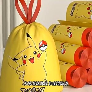 Beg Sampah 黄色皮卡丘抽绳垃圾袋 Yellow Pikachu Drawstring Garbage Bag 除味耐用加厚防漏厨房 Kitchen Household Rubbish Bag