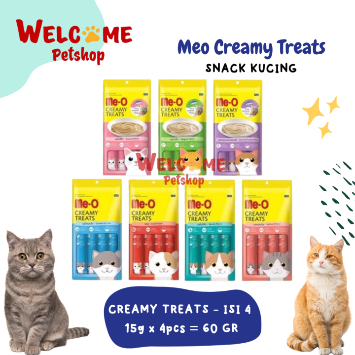 Meo Creamy Treats 60g Snack Cemilan Kucing Enak Wangi Me-O Cat