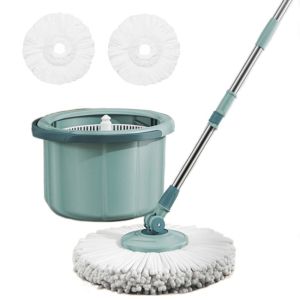 ZM10Q Self-separating Rotary Mop and Bucket Set Extended Handle Self Wringing 360° Spinning Mop Easy To Clean with 2 Mop Pads Spin Floor Cleaner Tool Household