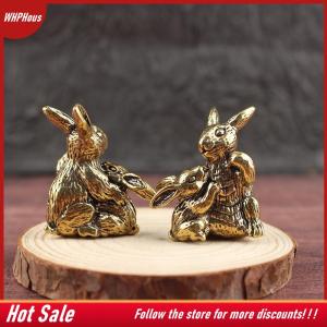 【COD】🔥🔥🔥 Cute Vintage-Style Rabbit Brass Statue Rabbit Figurine Feng Shui Landscaping Home Desk Office Shelf Ornament Easter Decoration