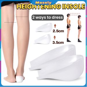 Masely 2.5cm 3.5cm Height Increased Shoe Insoles Taller Insert Elasticity Heel Cup Invisible Pad Cushion