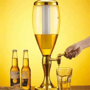 WPRA Dual-Head Faucet Beer Tower 1.5/2/3L with Icicles Drink Holder Creative Thickened and Sturdy Beer Dispenser Bar Use
