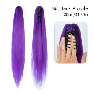 CRUSHES Synthetic Braided Kpop Demon Hunters Wig DlY Hairstyles With Clips Purple Hair Ponytail Fashion Anime Style Rumi Costume Hairstyle Gift