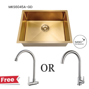 MOCHA HONEYCOMB NANO Technology Coating Hand Made Food Grade SUS304 Lead-Free Stainless Steel Bar Kitchen Sink + Wall Mount / Pillar Mounted Water Tap