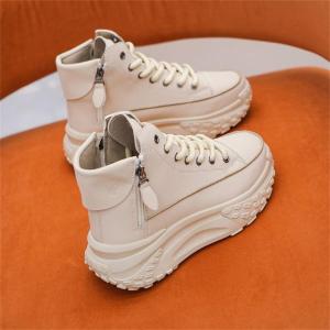 ผลิตภัณฑ์ใหม่ รองเท้าผ้าใบผู้หญิงพื้นสูง รองเท้าผ้าใบแฟชั่น ซิปข้าง เสริมส้น 2.36นิ้ว นุ่มสบาย พื้นหนากันลื่น ทนต่อการสึกหรอ