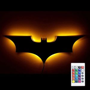 CEMOMEF Creative 3D Bat Wall Lamp 40cm With Remote Control Atmosphere Logo Lamps Bedside Decorative Color Change LED Wall Lights Bedroom