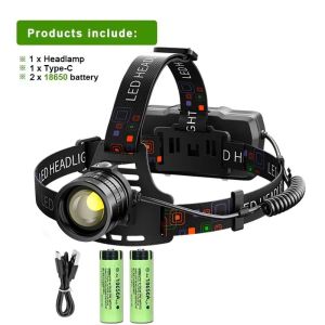2025 New High Power 800W LED Headlight 500000000LM Super Bright Zoom Waterproof Headlamp Outdoor Camping Work Lantern