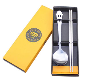 Hộp Thìa Đũa Nĩa inox Cán Dài 17cm cao Cấp sang trọng / Muỗng ăn cơm Thìa Cà phê Thìa ăn cháo Thìa inox Đũa Inox - Hộp 3 Món Muỗng Đũa Dĩa Mang Du Lịch Đi Picnic Dã Ngoại Màu Pastel Tiện Lợi