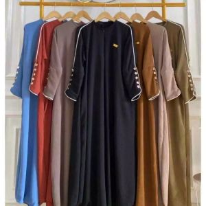 Abaya Basic Habibah Premium Gamis Plain Umroh Daily Abaya Kancing Dress Gamis Batwing Oversize