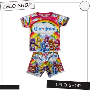 ชุดขาสั้นแขนสั้น care bear สำหรับเด็กอายุ 4-8 ขวบ