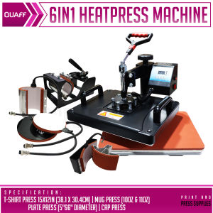 PP Supplies -QUAFF Multifunction Heat Press 6-in-1 | Digital Sublimation Machine for Printing