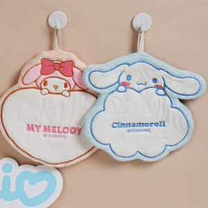 น่ารักการ์ตูน Sanrio Soft Thicken ผ้าเช็ดมือ Kuromi Cinnamoroll Coral กํามะหยี่แขวนห้องน้ําเด็กดูดซับผ้าเช็ดมือ
