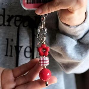 【ZP】 Cute Jewerry Dễ thương phim hoạt hình hoa điện thoại Mặt dây chuyền Keychain cho phụ nữ Y2K đầy màu sắc đính cườm trang trí túi quyến rũ phụ kiện thời trang đồ trang sức quà tặng
