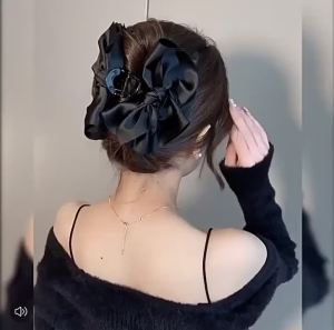 2026 Hot Sale [ Shipped from China ] Large irregular bow hair clip high-end satin princess-style hair accessory shark clip for women B3