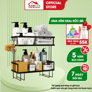 Kệ đựng dụng cụ nhà vệ sinh 2 tầng LABIVN LB098 tiện lợi thông minh hợp kim thép Cacbon 5 lớp không gỉ sét