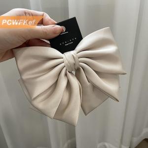【PCWFKef】 Thanh lịch Bow Ribbon tóc Clip thời trang đơn giản rắn satin mùa xuân Clip tóc pin Retro Headband với clip cô gái Phụ kiện tóc
