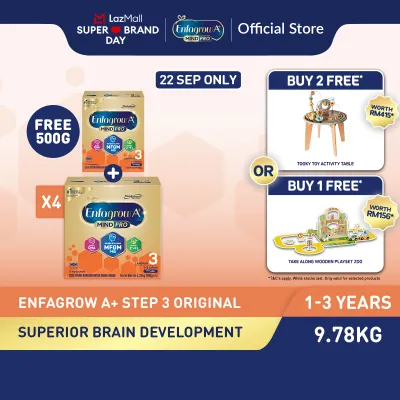 [Bundle of 4] Enfagrow A+ Step 3 (1Y+) Original Milk Formula Powder (2.32kg x 4) + free milk 500g