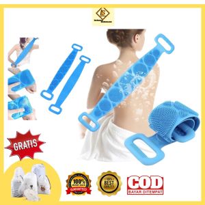 Sikat punggung badan silikon 2 sisi Gratis pouch -lulul store