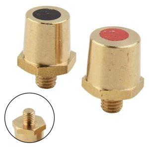 MAKERVY Brass Battery Terminal Adapter Positive Negative Hexagon Base Brass Battery Post Extender High Quality M8 External Thread Car Battery Connector