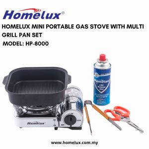 Homelux HP-8000 Portable Gas Stove with Non Stick Pan Set  HOMELUX MINI PORTABLE MULTI GRILLER STOVE GAS COOKER STOVE DAPUR GAS