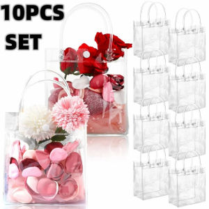 10PCS Gift Bag Pvc Plastic Transparent Bag Large Space Handbags Handiched Bag Hand -Handed Bag Transparent Bag Gift Bag