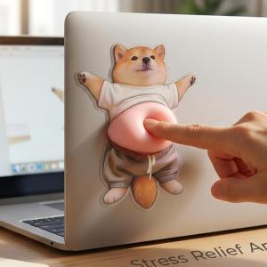 10Pcs 3D Shiba Inu Dog Belly Pinching Stickers / Creative Stress Relief Stickers Decoration / for Phone Notebook Gifts
