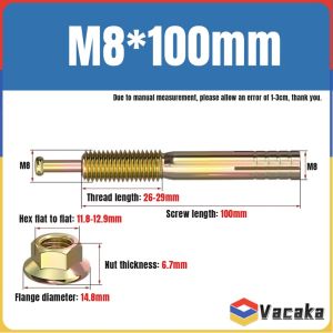 Vacaka M8*60/80/100mm Strike Anchor Concrete Anchor Expansion Bolt Hammer Strike Pin 1PC