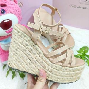 Giày sandal nữ đế xuồng cao 12cm đúp trước cao 5cmsize từ 34 đến 40 giày nhẹ dễ mang đi tiệc đám cưới giày cô dâu