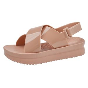 3.5 cm platform cross straps flip flops with Velcro closure 3.5厘米胶底松糕鞋 kasut perempuan