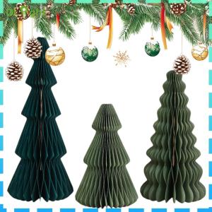 【New Arrival】 Honeycomb Christmas Tree Set of 3 for Festive Home Decor and Holiday Celebration