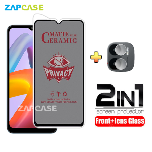 PAKET 2in1 Anti Gores Layar Privacy Xiaomi Redmi A2 Free Tempered Glass Camera Lens