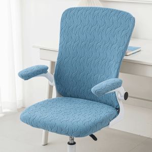FWFHTP 4pcs/set Stretch Office Chair Cover Jacquard Non-Slip Computer Armchair Covers Universal Anti-dirty Chair Seat Cover Furniture Dust Covers
