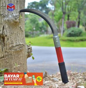 Sabit Pemotong Padi Rumput Gergaji Bergerigi / Sabit Kebun Sayur Taman Penyiangan Pisau Luar Tajam 20 cm gagang besi
