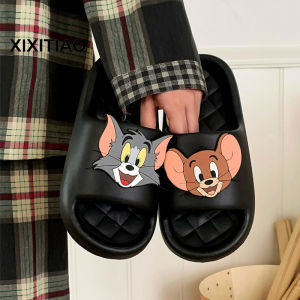XIXITIAO Indoor slippers Slippers Summer New Cute Jerry and Tom Casual One-Strap Sandals for Men and Women Home Slippers