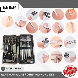 MG Paket Perlengkapan Nail Art 19in1 Alat Manicure Pedicure Set Perawatan Kuku - Kulit Area Sekitar Kuku - Pembersih Telinga - Gunting Merapikan Alis Mata / Gunting Kuku Set 19 In 1 / Alat Manikur Pedikur Set 19 Pcs