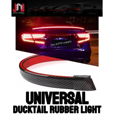 Universal Spoiler SAMURAI Ducktail Carbon With Flash Led Light Strip 120cm Rubber Protector Bonnet