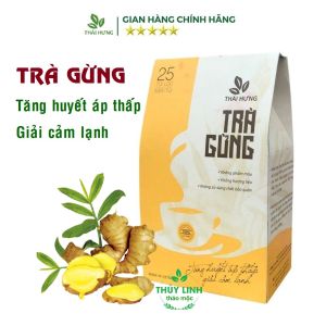 Trà Gừng Thái Hưng - Hộp 25 túi lọc 5g Giải cảm lạnh tăng huyết áp