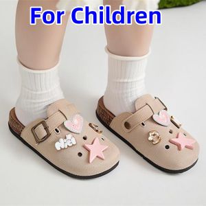 New Womens Wooden Clogs Sandals Korean Style Fashion Canvas Casual Non-Slip Comfortable Trendy Sandals with Cartoon Jibbitz for Outdoor Wear