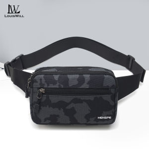 LouisWill Men Sports Waist Bag Fashion Men Bag Chest Bag for Men Sports Bag Waterproof Oxford Three Zipper Large Capacity Design Running Bag Portable Gym Bag for Running Cycling Hiking Walking Belt Bag Original for Men Bag for Men Beltbag for Men