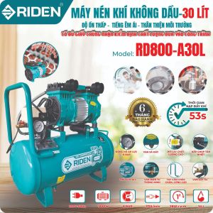 Máy nén khí dây đồng không dầu sạc nhanh 30 lít 1800w tốc độ 2850V/phút chính hãng Riden RD800-A30L-1800W