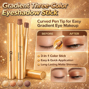 Threecolor eyeshadow stick pearlescent gradient Transisi Alami/Tahan Lama Anti Luntur/Satu Oles Jadi/Pakai Sehari-Hari &amp Rias Mata Gold Diamond Eyeshadow Stick