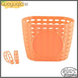 【Guoyuqiche】 Front Handlebars Waterproof Rear Bike Basket Plastic Bicycles Basket With Fastens Strap For Boy Girl Bike Plastic Basket