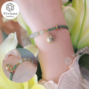 Viviann Original New Hetian Jade Bracelet Bell Pendant Adjustable Braided rope Charm Bracelet & Bangle For Women Fine Fashion Jewelry Wedding Party Gift Bracelet for Women Girl
