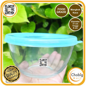 CHOBIG Mangkuk Kaca 350ml Tutup Elegant Mangkok Dessert Soup Pudding Bowl with Lid BIB