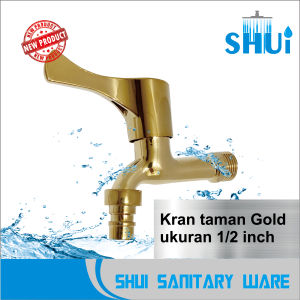 Kran Tembok Keran Taman 1/2 inch Gold Emas