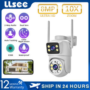 LLSEE ICSEE ✅  Dual lens outdoor CCTV security camera 360 wireless WIFI monitoring camera CCTV 4K 8MP ultra high definition 10X zoom two-way intercom night vision waterproof