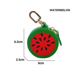 Cute Fruit Shape Leather Coin Purse Mini Zipper Earphone Bag Keychain Pendant Wallet for Women Girls