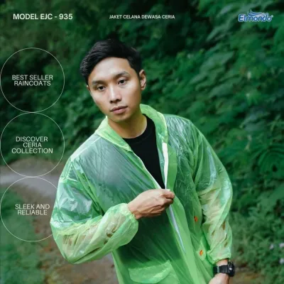 RMH Jas Hujan Setelan Dewasa Ceria Baju & Celana PVC Karet Pergelangan Tangan All Size Elmondo 935