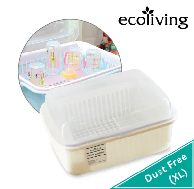 ECO LIVING Dish Cup Mug Drainer W/CoverBaby Milk Bottle Storage Drying RackRak Pinggan Mangkuk ECO-201