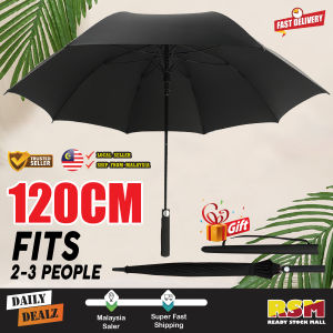 XL 120CM Big Size Umbrella Semi Auto Long Handle Parasol 8 Ribs Fits 2-3 Person Protect Sunshade / Payung Besar Lebar